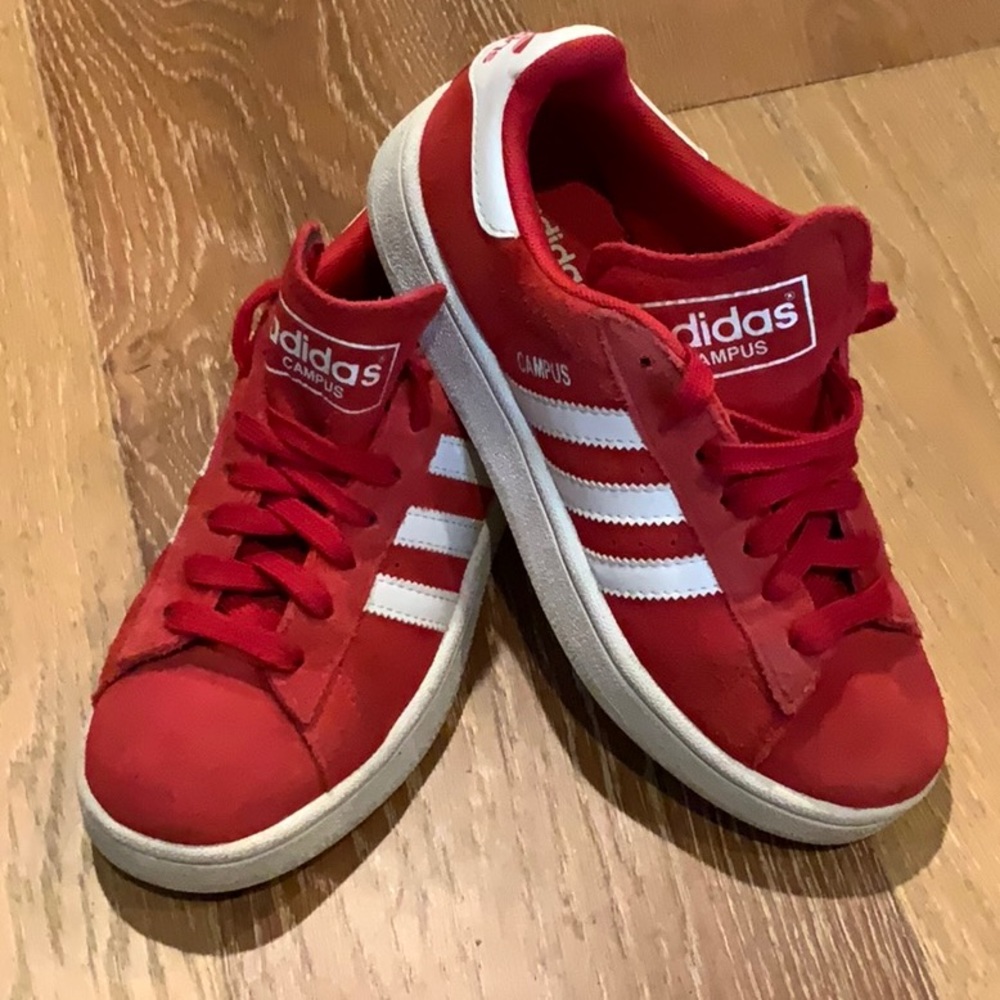 adidas Campus Red Suede Sneakers size: Big Kids 4